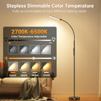 YICAIZI Stehlampe Wohnzimmer - 18W LED Dimmbar Stehende Lampe mit Fernbedienung, 1200Lumen Stehend Leselampe mit 4 Farbtemperaturen & 4 Helligkeiten für Schlafzimmer, Büro, Schwarz