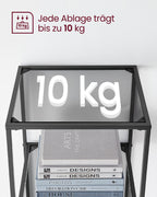 VASAGLE Badregal mit 6 Ablagen, gehärtetes Glas, einfache Montage für Badezimmer, Wohnzimmer, Küche, Büro, Schiefergrau, Schwarze Tinte LGT500G01
