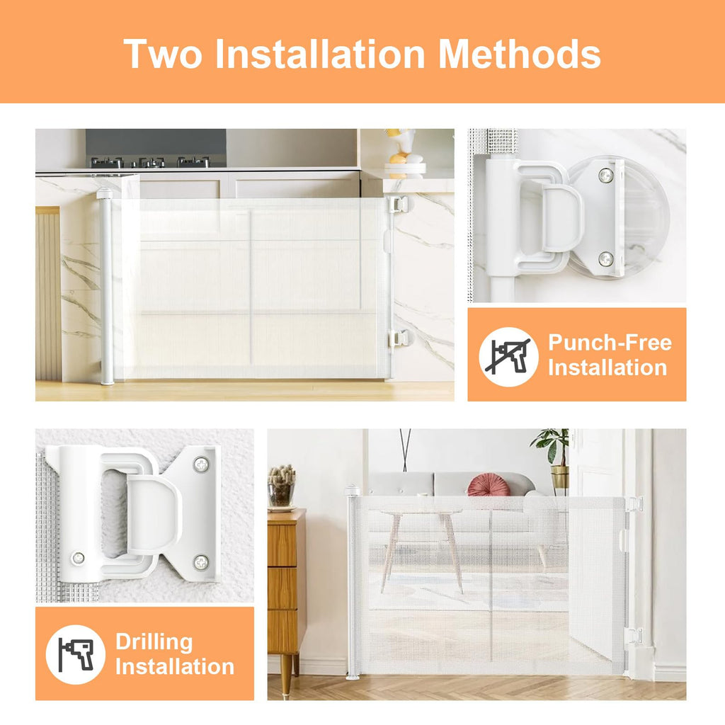Einziehbares Hundegitter ohne Bohren, Kein Bohrer Ausziehbare Babygitter für Treppen Erweiterbar auf bis zu 150 cm breites Hundegitter für Türen, Flure, drinnen und draußen