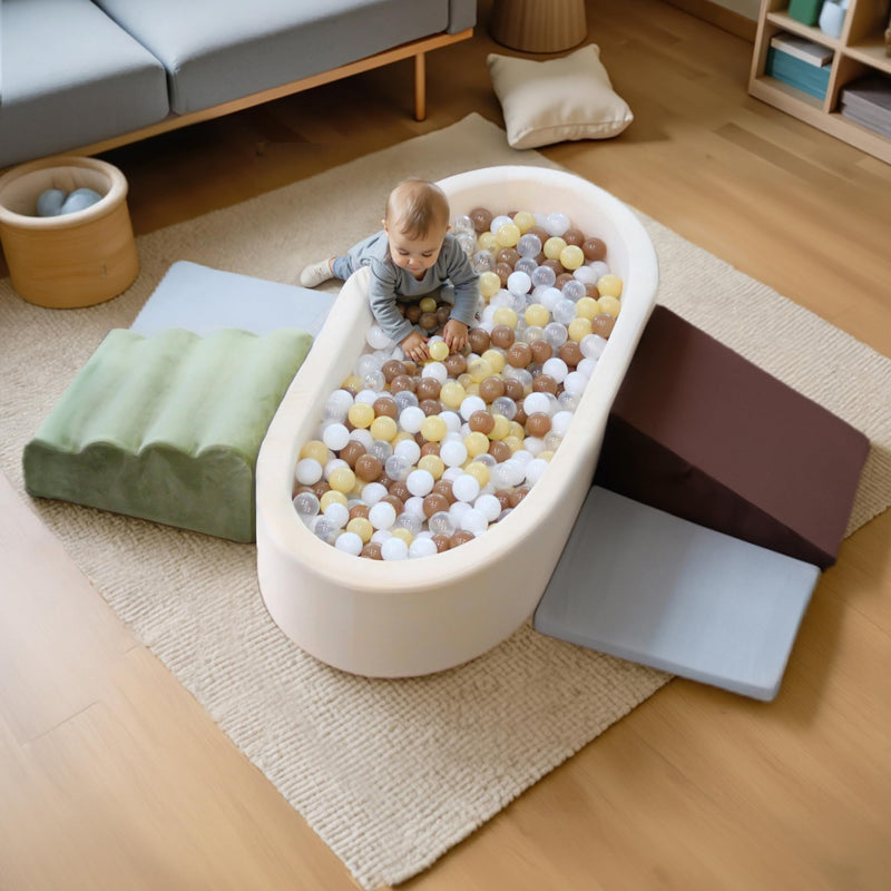 BanaSuper Schaumstoff Bausteine | Softbausteine XXL | Soft Play Set mit Riesen-Bällebad (Keine Bälle) | Schaumstoff Kletterblöcke für Kinder | rutschfeste Motorikbausteine für Zuhause & Kita