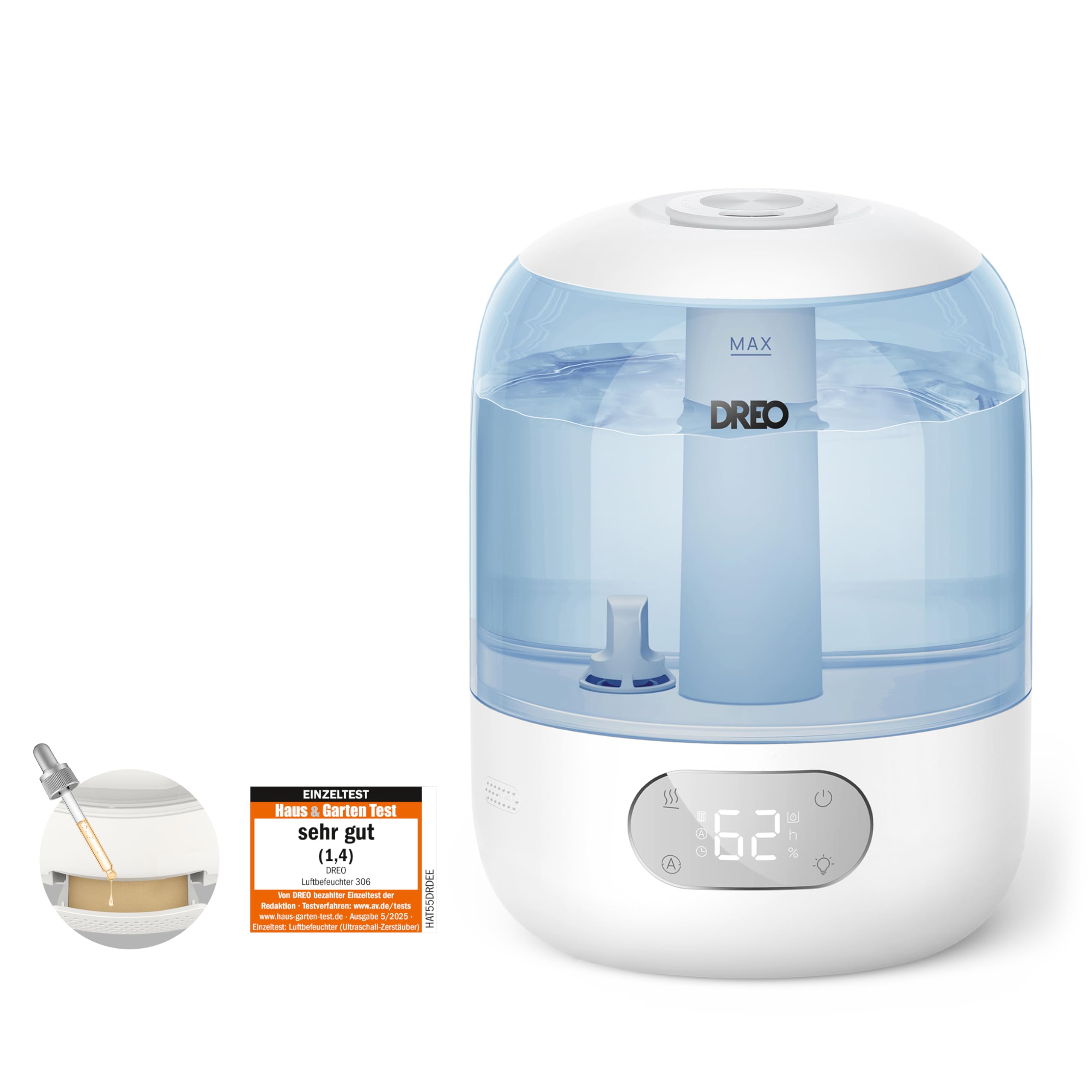 Dreo Luftbefeuchter für Schlafzimmer, kühler Nebel Luftbefeuchter für Haus und großen Raum, leiser Luftbefeuchter für Baby, Nachtlicht, ätherisches Diffusor, schnelle Ultraschall Luftbefeuchter