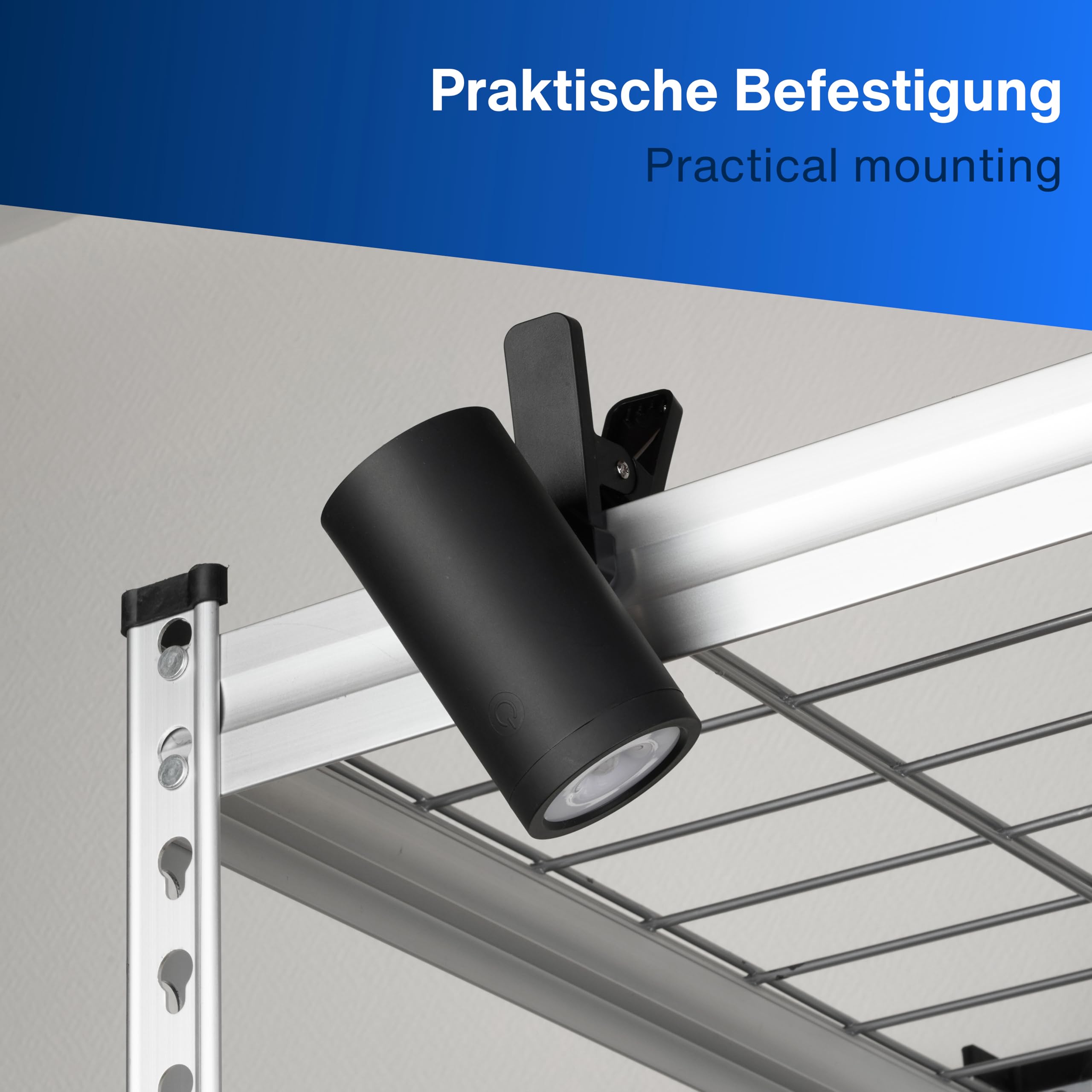 REV LED Wandleuchte - Wandlampe mit Akku & Bewegungsmelder, 180lm, kabellos, dimmbar, 360° drehbar. Wegeleuchte zum Mitnehmen - ideal für Camping, Garage & Keller, IP54, schwarz
