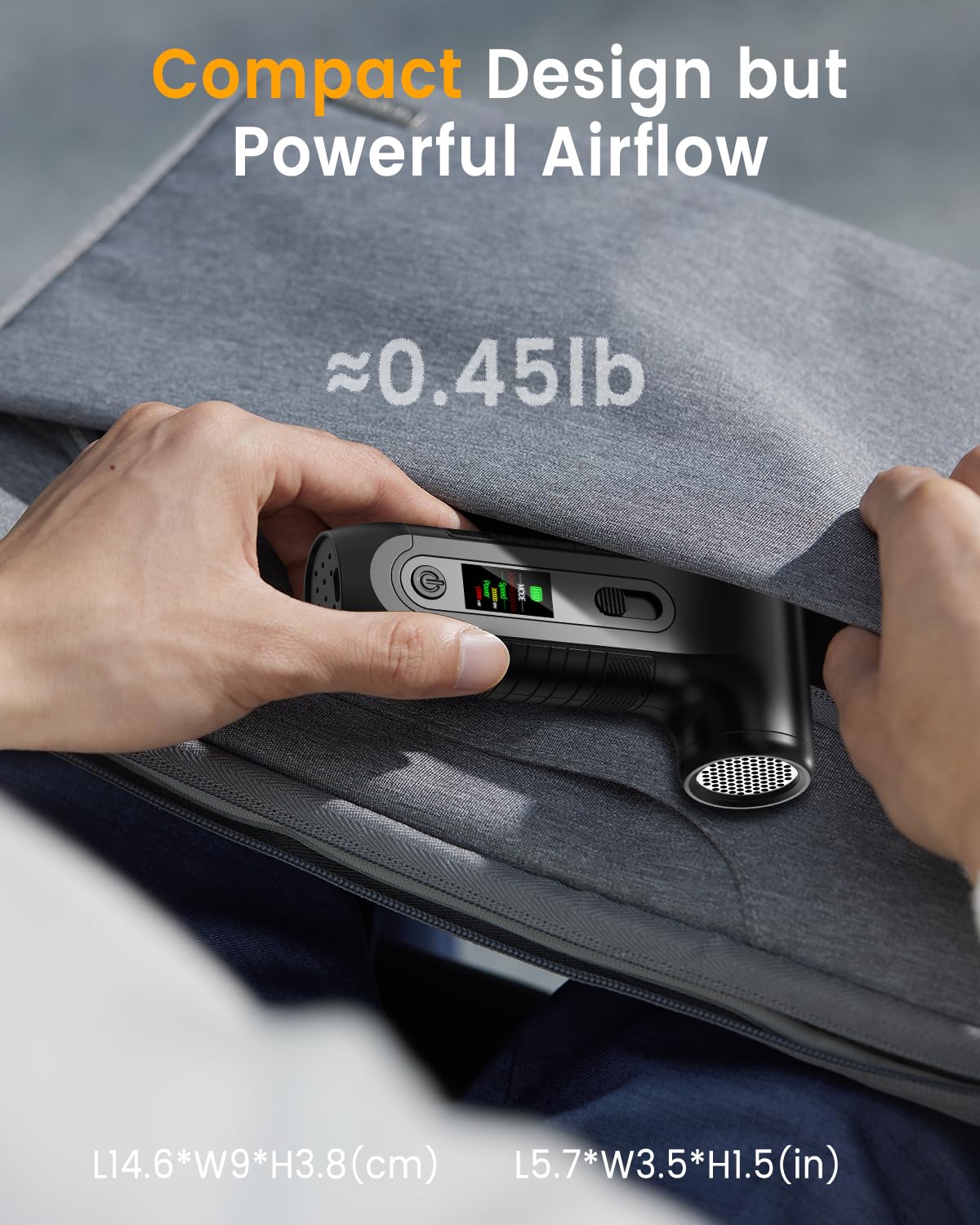 Elektrische Staubgebläse mit HD-Display - Electric Air Duster 200000 RPM mit LED-Licht, Mini-Gebläse mit Akku, Druckluftspray PC Reinigung, Luftgebläse für Tastatur, Haus, Outdoor, Auto, W06, Schwarz