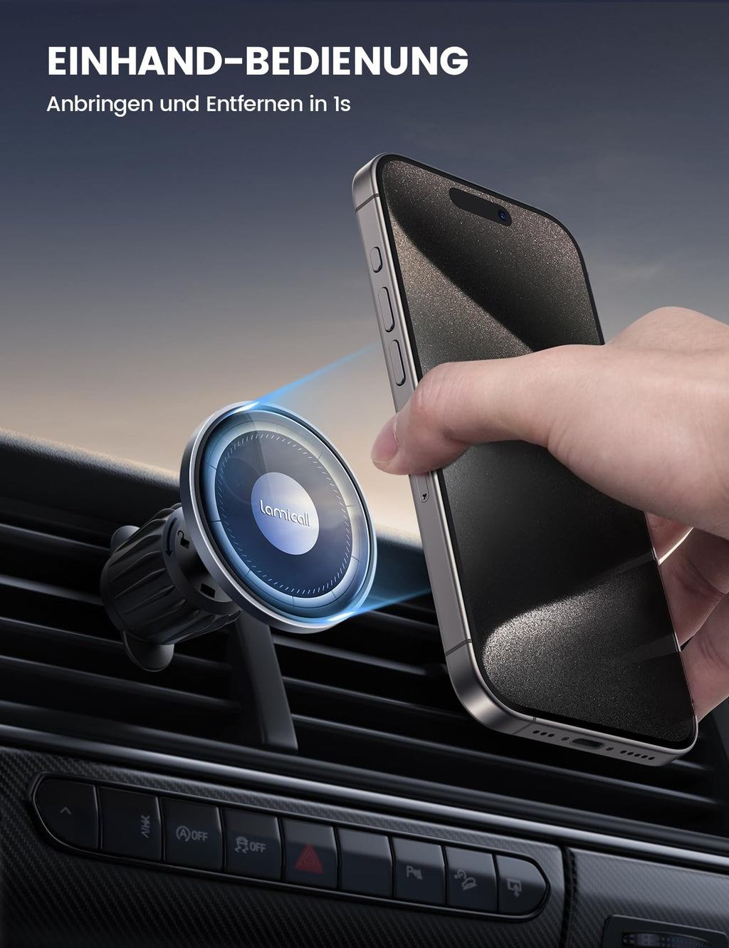Lamicall Handyhalterung Auto für MagSafe Autohalterung - [2026 HD-Glas-Platte] Stark Magnetische Handyhalter Auto Lüftung, KFZ Handy Halterung Magnet für iPhone 17 16 15 14 13 Pro Max, Alle Smartphone