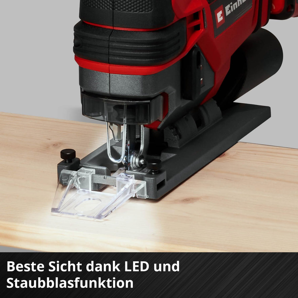 Einhell Akku-Stichsäge TE-JS 18/100 Li-Solo Power X-Change (18 V, 100 mm Schnitttiefe in Holz, 26 mm Hubhöhe, max. 45° Schrägschnitte, inkl. Sägeblatt, ohne Akku)