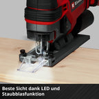 Einhell Akku-Stichsäge TE-JS 18/100 Li-Solo Power X-Change (18 V, 100 mm Schnitttiefe in Holz, 26 mm Hubhöhe, max. 45° Schrägschnitte, inkl. Sägeblatt, ohne Akku)