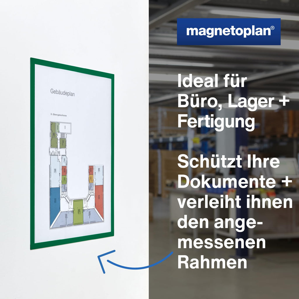 magnetoplan 1130405 magnetofix Magnetrahmen 5 Stück, A3, grün