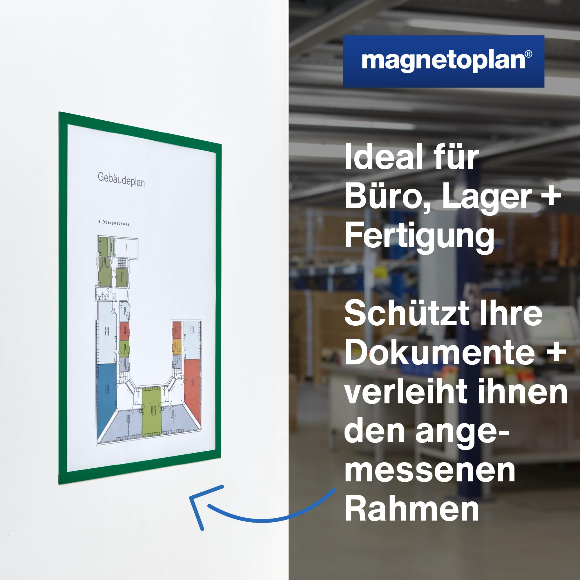 magnetoplan 1130405 magnetofix Magnetrahmen 5 Stück, A3, grün