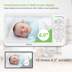 Blemil Babyphone, Video Babyphone mit 2-Kameras und Audio, 6 IPS große Split Screen Fernbedienung Schwenk/Neige/Zoom, Videomonitorkameras mit klarer Nachtsicht und 30hours Batterielaufzeit