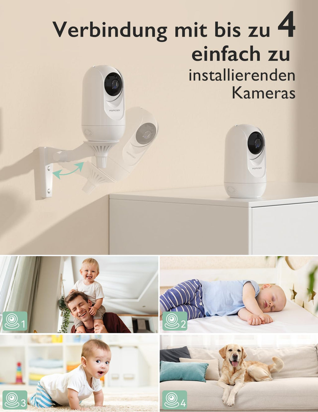 Momcozy Babyphone mit Kamera 5 Zoll 1080P HD-Video Babyphone ohne WLAN mit Kamera und Audio 5000 mAh Akku Babyphone, IR-Nachtsicht Weitwinkelobjektiv 2-Wege-Audio Vox-Modus 960 Fuß Reichweite