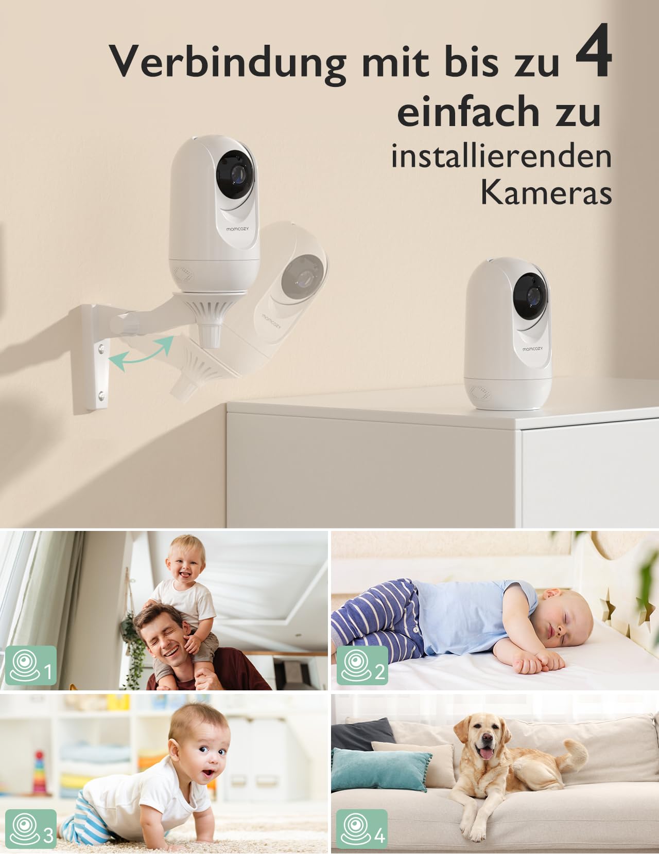 Momcozy Babyphone mit Kamera 5 Zoll 1080P HD-Video Babyphone ohne WLAN mit Kamera und Audio 5000 mAh Akku Babyphone, IR-Nachtsicht Weitwinkelobjektiv 2-Wege-Audio Vox-Modus 960 Fuß Reichweite
