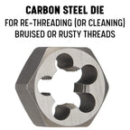 HSS-America DWT Carbon Stahl Sechskant Schneideisen (# 4–101,6–12,7 cm-8, M1,6 x Ring – M50 x 1,5, Standard und Linke Hand), unbeschichtet (hell) Finish, m30 x 1.5, 1