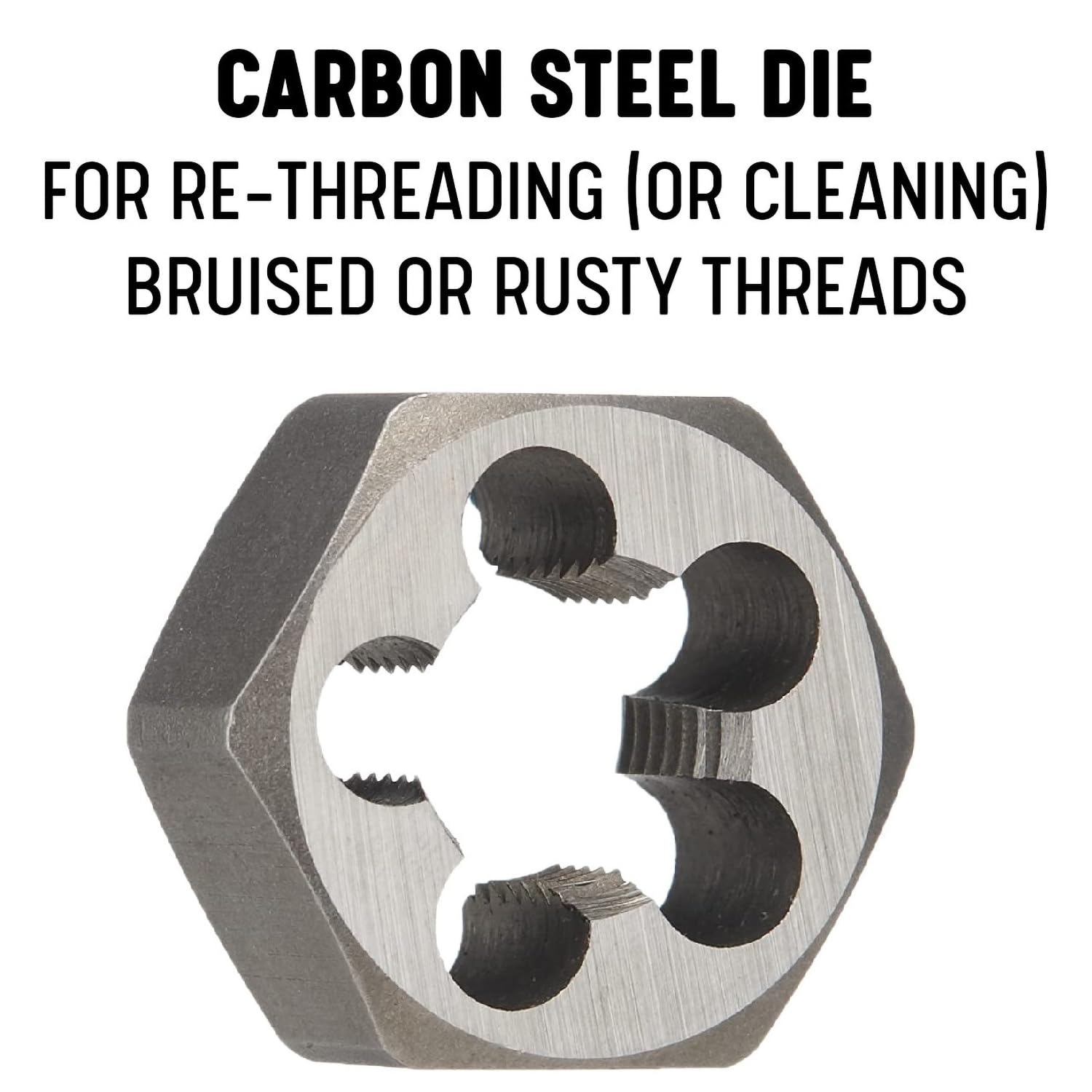 HSS-America DWT Carbon Stahl Sechskant Schneideisen (# 4–101,6–12,7 cm-8, M1,6 x Ring – M50 x 1,5, Standard und Linke Hand), unbeschichtet (hell) Finish, m30 x 1.5, 1