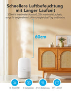 GoveeLife Smart Luftbefeuchter Schlafzimmer, 3L Top-Fill Air Ultraschall Humidifier mit Aroma Diffusor & Nachlicht bis zu 25H, 24dB Leise Klein Raumluftbefeuchter Pflanzen, Baby, Kinderzimmer, Growbox