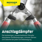 BERGER-Tools Heckenschere Komfort 4590 mit Wellenschliff und Anschlagdämpfer, Länge 54 cm, Rot, Heckenschere Komfort mit Wellenschliff 540mm