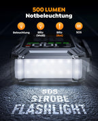 YaberAuto Starthilfe Powerbank mit Kompressor, 150PSI 6000A Auto Starthilfe, 23800mAh Starthilfe Powerbank, Jump Starter (All Benzin und 10.0L Dieselmotor) mit LCD Bildschirm und 500 Lumen Notlicht