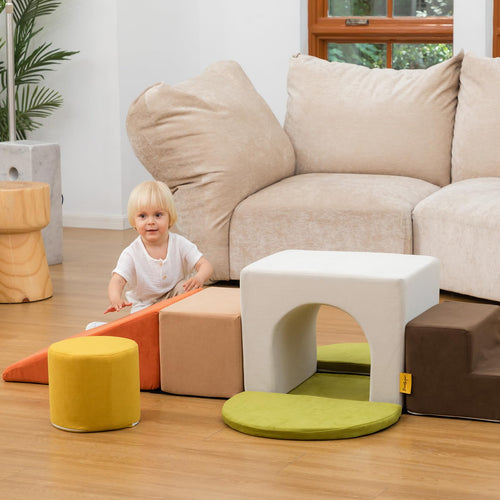 BanaSuper Schaumstoff-Kletterblöcke für Kinder, Schaumstoff Bausteine XXL, EN71-zertifiziert & rutschfest, Kinder Montessori Spielzeug, Waschbare Hülle für Indoor-Spaß, Baby Soft Playset(Bunt)