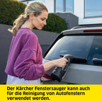 Kärcher Akku Fenstersauger WV 2 Black Edition (Akkulaufzeit: 35 min, 2X wechselbare Absaugdüsen - breit und schmal, Sprühflasche mit Mikrofaserbezug, Fensterreiniger-Konzentrat 20 ml)