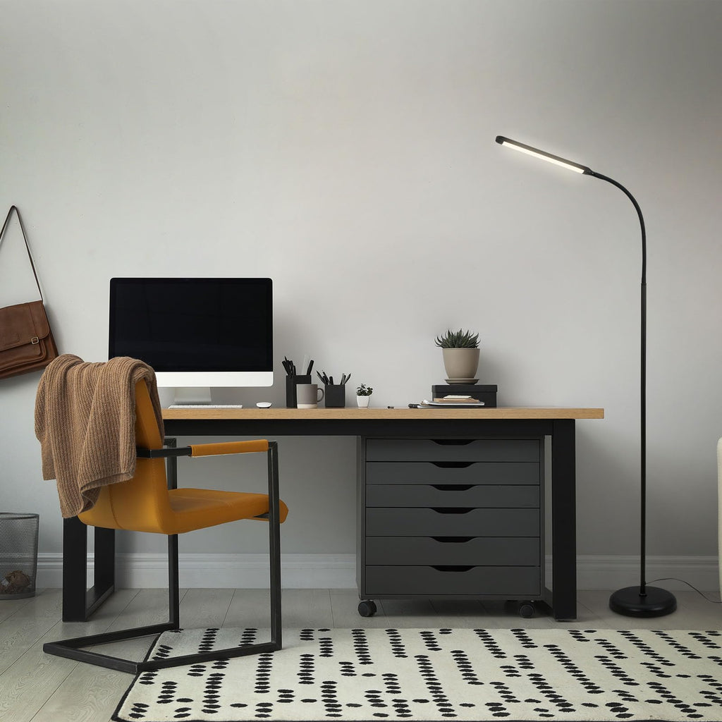 BRILONER – LED Stehlampe dimmbar als Deko im Wohnzimmer und Leselampe, Schwenkbare LED Lampe, Wohnzimmerlampe, Touch, Indirekte Beleuchtung, Schwarz