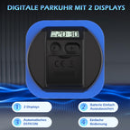 Warmfay® Elektronische Parkscheibe mit Zulassung vom KBA, Automatische Digitale Parkscheibe Elektrisch mit Batterie, Elektrische Parkuhr Auto mit 2 Displays & Nachtmodus & 3 Zeitmodi(1, Blau)