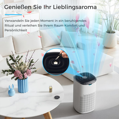 AROEVE Luftreiniger, CADR 300 m³/h für 120 m² Raum, Luftreiniger Allergiker gegen Pollen, Staub, Tierhaare, Rauch, Automatikmodus mit Sensor, Leise 25dB, Ideal für Allergie-Haushalte