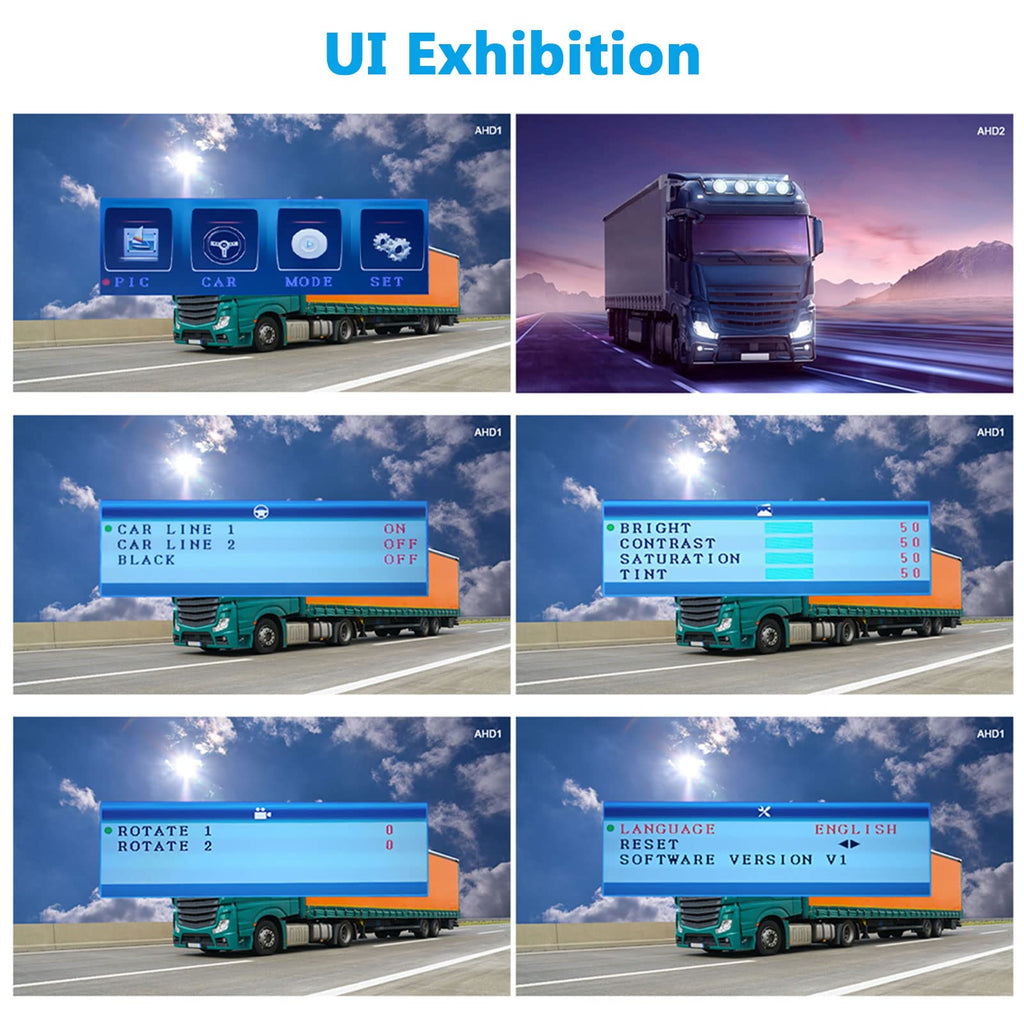 Hodozzy Rückfahrkamera Auto mit 8 Zoll LCD Monitor, AHD 1080P 2*Kameras IP69 Wasserdicht Super Nachtsicht, Rückfahrkamera Kabel 12V-24V für Wohnmobil/LKW/Anhänger/Bus/Vans, mit 15m+5m Kabel