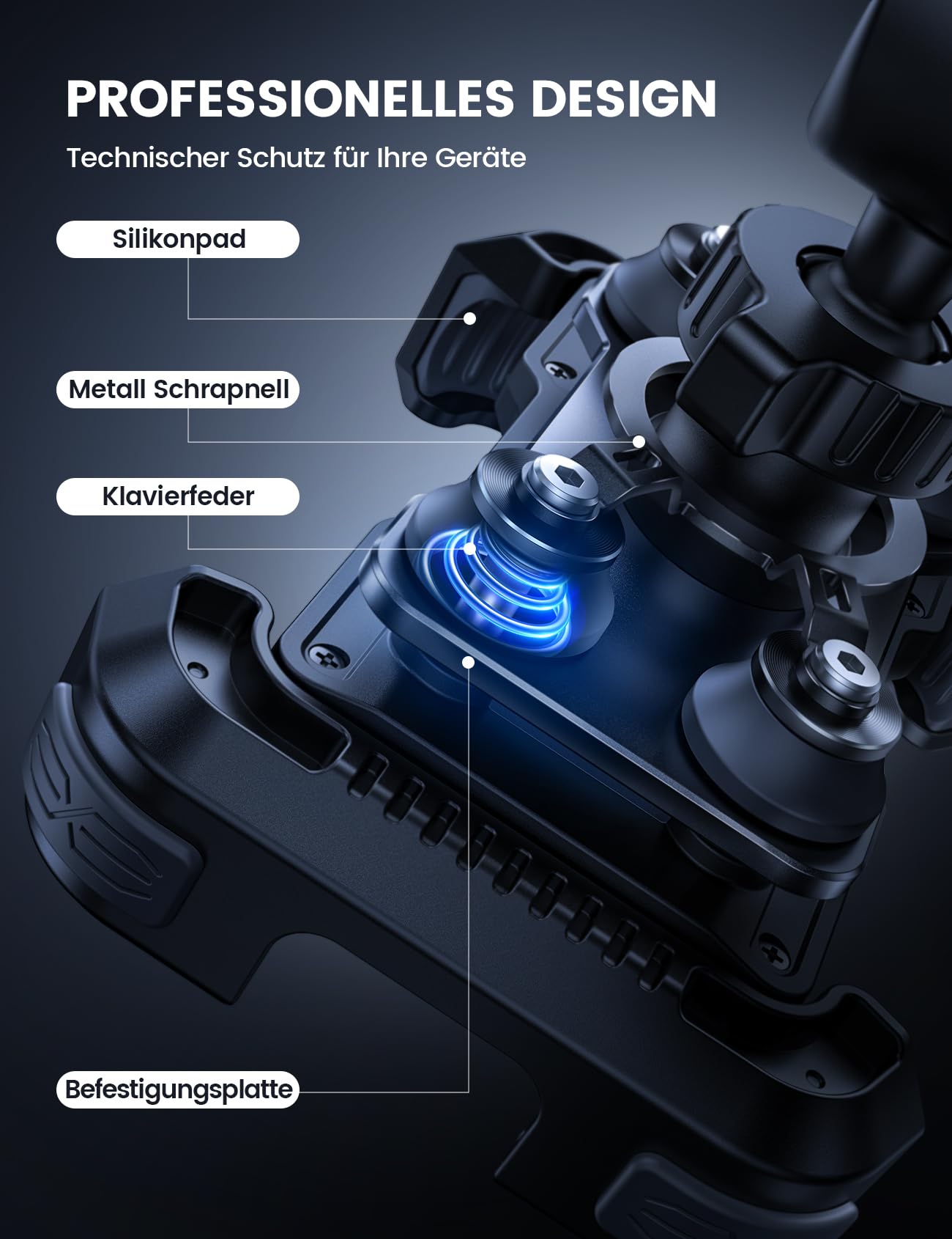 Lamicall Motorrad Handyhalterung, Handyhalter Fahrrad - [2025 Doppelt Vibrationsgedämpft] Handy Motorradhalterung, 360° Drehbar Lenker Halterung für iPhone 17 16 15 Pro Max Samsung 4,7-6,8" Smartphone