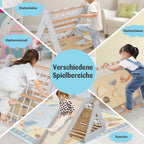 COSTWAY 4 in 1 Kletterdreieck mit Rutsche, Klettergerüst aus Holz, Sprossendreieck zum Rutschen und Klettern, für Kinder ab 1 Jahre (Grau)