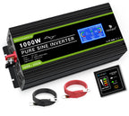 NOVOPAL 1000W Kfz Wechselrichter Spannungswandler 12v 230v Reiner Sinus mit LCD-Display und USB-Anschluss + 2AC Steckdosen mit USB-Ausgang und 5m-Fernbedienung
