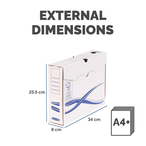 Bankers Box 4460102 Archivschachtel 25-er Pack A4+ Format, 80 mm