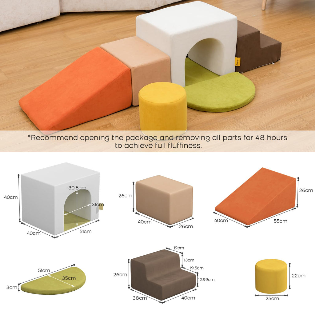 BanaSuper Schaumstoff-Kletterblöcke für Kinder, Schaumstoff Bausteine XXL, EN71-zertifiziert & rutschfest, Kinder Montessori Spielzeug, Waschbare Hülle für Indoor-Spaß, Baby Soft Playset(Bunt)