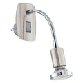 EGLO Steckdosenspot Mini, 1 flammige Steckerleuchte, Steckdosenlampe aus Stahl, Farbe: Nickel matt, chrom, Fassung: GU10, inkl. Schalter und Flexarm