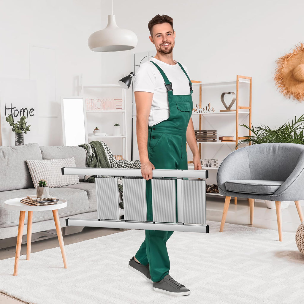 TLGREEN Alu Trittleiter 4-Stufen-Leiter Klappleiter Rostfeste rutschfeste Stehleiter Haushaltsleiter Multifunktionale Tritthocker Licht Platzsparend bis 150kg Belastbar für Küchen Haushalt Außen Büro