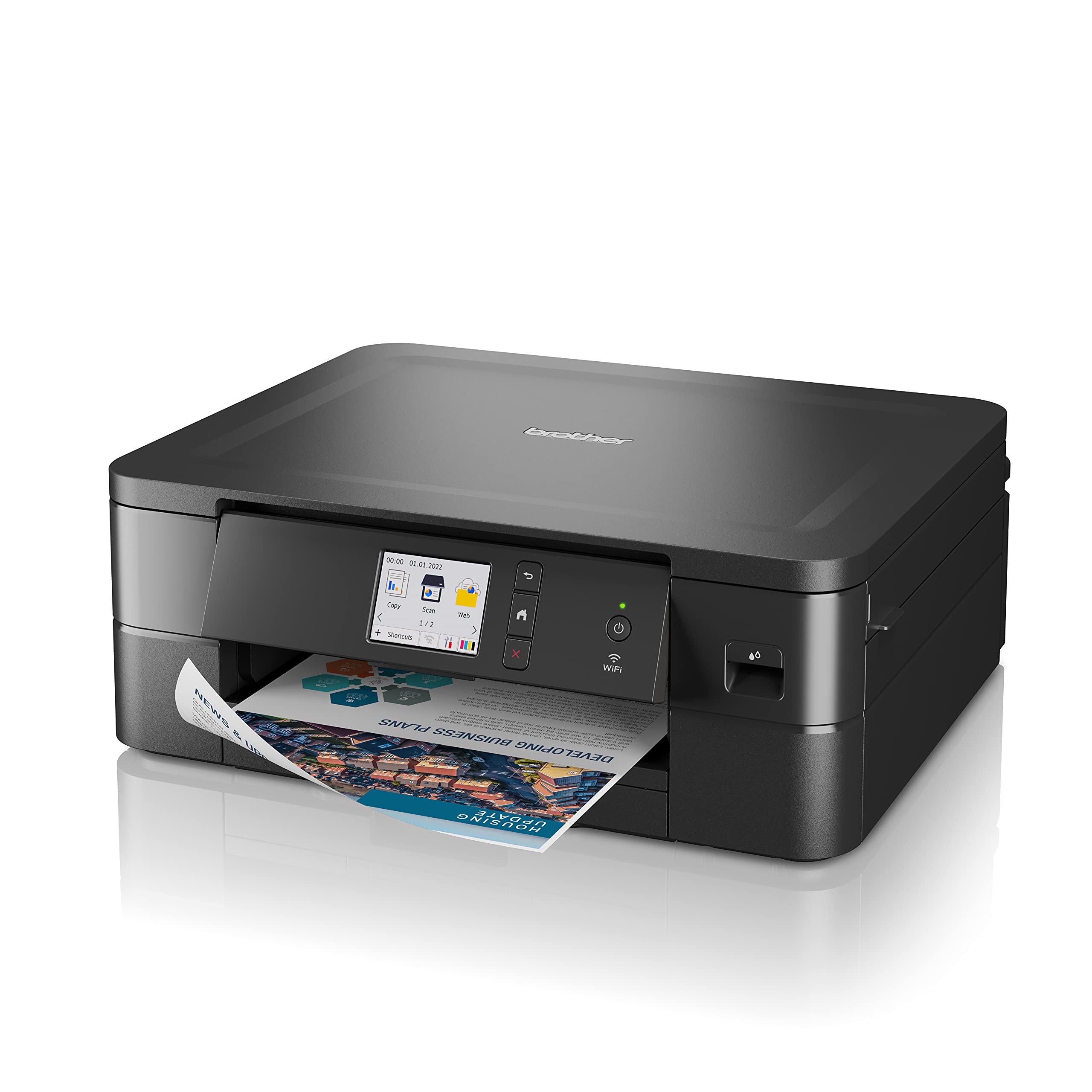Brother DCP-J1140DW 3-in-1 Farbtintenstrahl-Multifunktionsgerät (Drucker, Scanner, Kopierer), Schwarz, 400 x 151 x 343 mm, 17/16 Seiten/Min.