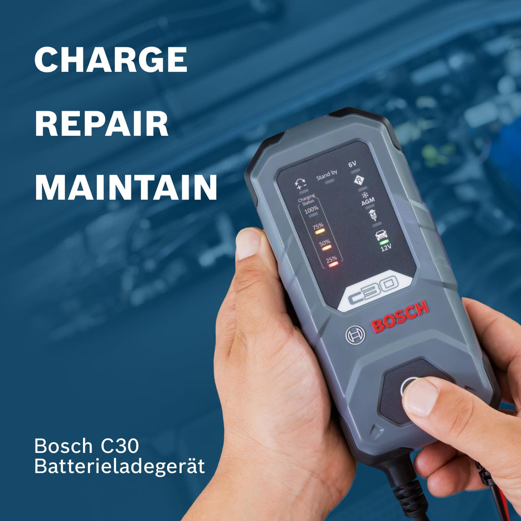 Bosch C30 Batterieladegerät Mit Erhaltungsladung Für Autobesitzer Schnellladung Vielseitig