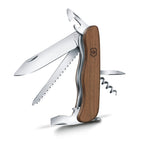 Victorinox Schweizer Taschenmesser, Forester Wood, Swiss Army Knife, Multitool, 10 Funktionen, Feststellklinge, Dosenöffner, Schraubendreher, Braun