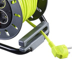 Masterplug Pro-XT Kabeltrommel Verlängerungskabel mit 4 Steckdosen, Wickelkurbel, Thermoschutz und Netzschalter, 25 Meter gut sichtbares Kabel