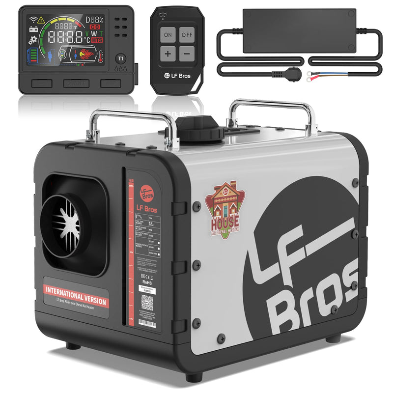 LF Bros 5 kW Dieselheizung -12V/24V/220-240V Standheizung Diesel - Diesel Lufterhitzer mit Fernbedienung und LCD-Display-Schnelles Aufheizen für Werkstatt Garage Camping Wohnmobil(Weiß)