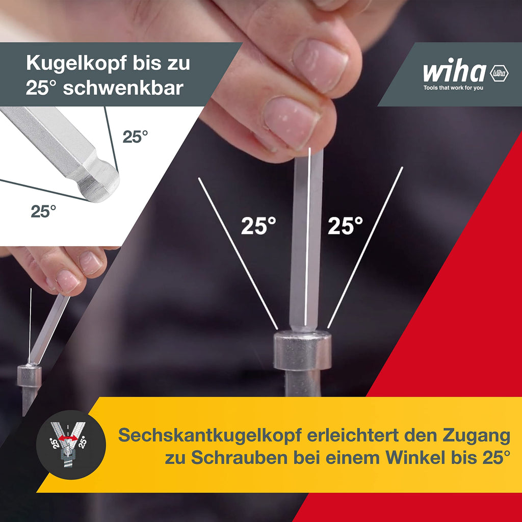 Wiha Stiftschlüssel Set mit ProStar Halter (35480) 10tlg. I Innensechskant Satz Kugelkopf I Innensechskantschlüssel klein 1,5/ 2/ 2,5/ 3/ 4/ 5/ 6/ 8/ 10