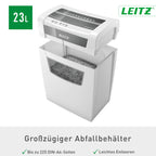 Leitz IQ Aktenvernichter Home Office, 12-10 Blatt (70-80 g/m²), TÜV+GS zertifiziert, Partikelschnitt, Sicherheitsstufe P4, Die Nummer 1 am Markt, 23L Behälter, Schredder für Büro, Weiß, 80090000