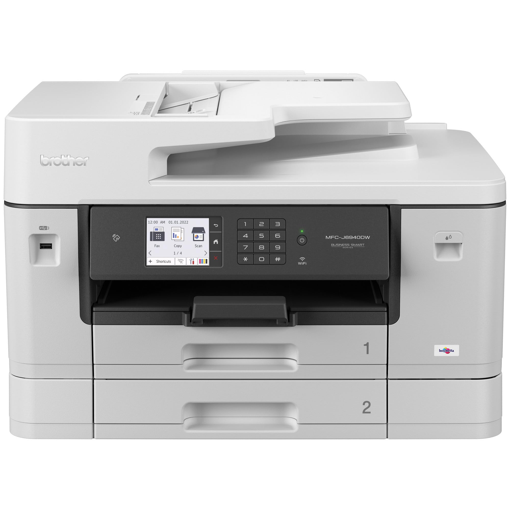 Brother MFC-J6940DW DIN A3 4-in-1 Farbtintenstrahl-Multifunktionsgerät (2 x 250 Blatt Papierkassette, Drucken, scannen, kopieren, faxen), Weiß, Mittel