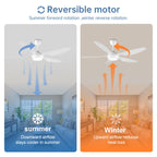 reiga Deckenventilator mit dimmbarer LED Beleuchtung und Fernbedienung, 137 cm Deckenventilatoren 5 Flügel, Kompatibel mit Smart App Alexa - Weiß