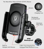 BRCOVAN Motorrad Handyhalterung mit Qi 15W kabellosem Ladegerät und USB-C 20W Ladeanschluss, 360 Drehung Outdoor Lenker Handy Halterung für 4-8 Zoll Smartphones