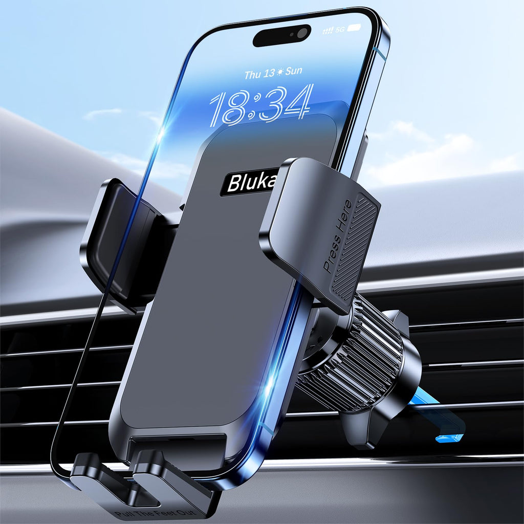 Blukar Handyhalterung Auto, Handyhalter für Autos Lüftung mit Upgraded Stabilere Version & EIN-Knopf-Release, 360° Drehbar KFZ Autohalterung für iPhone, Galaxy und Andere Android Smartphone