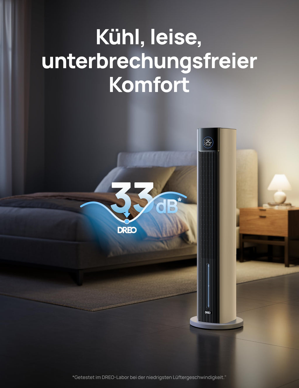 Dreo Turmventilator mit Wasserkühlung, 43” Luftkühler mit Wasserkühlung Leise, 4-Geschwindigkeiten-4-Modi Verdunstungskühler, APP-Steuerung, Eisbeutel, 85° Oszillation, 12-Std. Timer, weiß