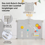 Dripex Faltbarer Laufstall 113x113 cm mit Spielbrett aus Kunststoff, Grau