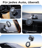 VICSEED Militärische Handyhalterung Auto Magnet für Magsafe Autohalterung [20XN55 Magnets & 20KG Vakuum Saugnapf] 360°Drehbar Magnetische Kfz Handy Halterung Auto für iPhone17 Pro Samsung Alle Handy