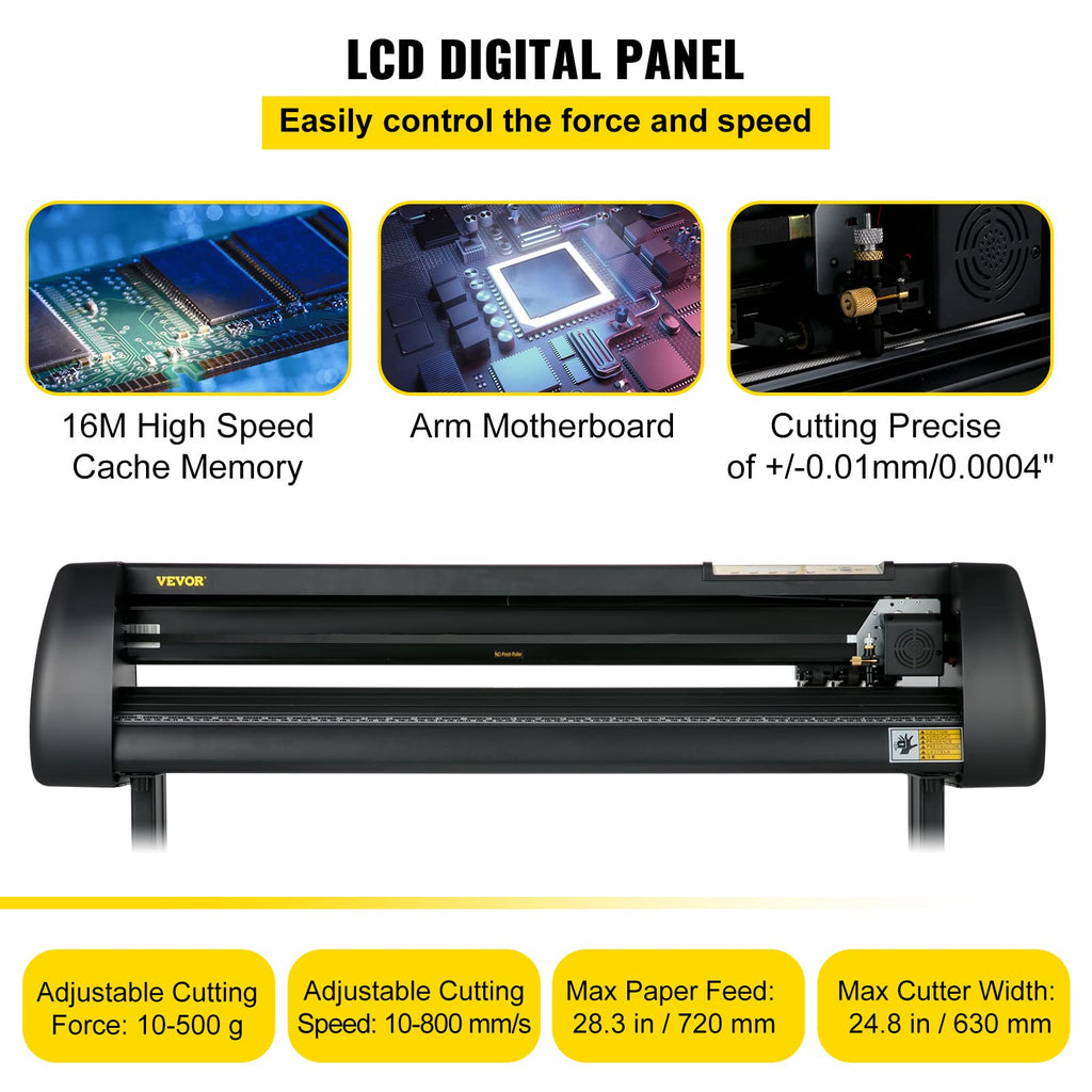 VEVOR Vinyl-Schneidemaschine, 720 mm Papierzufuhr-Schneideplotter-Paket, Vinyldrucker mit Einstellbarer Kraft und Geschwindigkeit, LCD-Display, Windows-kompatibles Schilderherstellungsset
