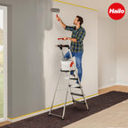 Hailo L100 Topline Alu-Sicherheits-Stehleiter - 5 XXL-Stufen bis 150 kg - Stehleiter mit ausziehbarem Haltebügel, Plattformverriegelung - viel Zubehör - klappbare Aluleiter Made in Germany - schwarz