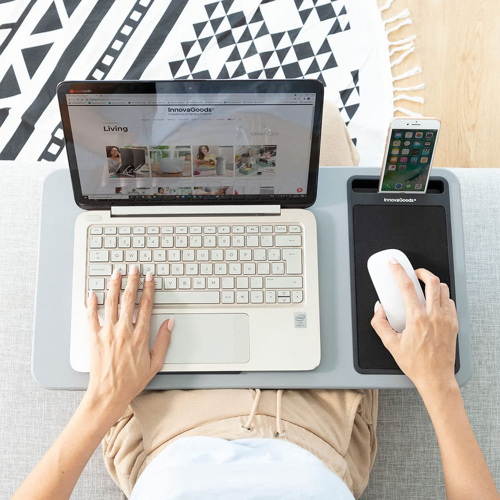InnovaGoods® Laptop-Schreibtisch mit XL-Sitzkissen Deskion, bequemes und ergonomisches Arbeiten oder Studieren mit Schreibtisch- und XL-Sitzkissendesign, ideal für Zuhause und Büro.